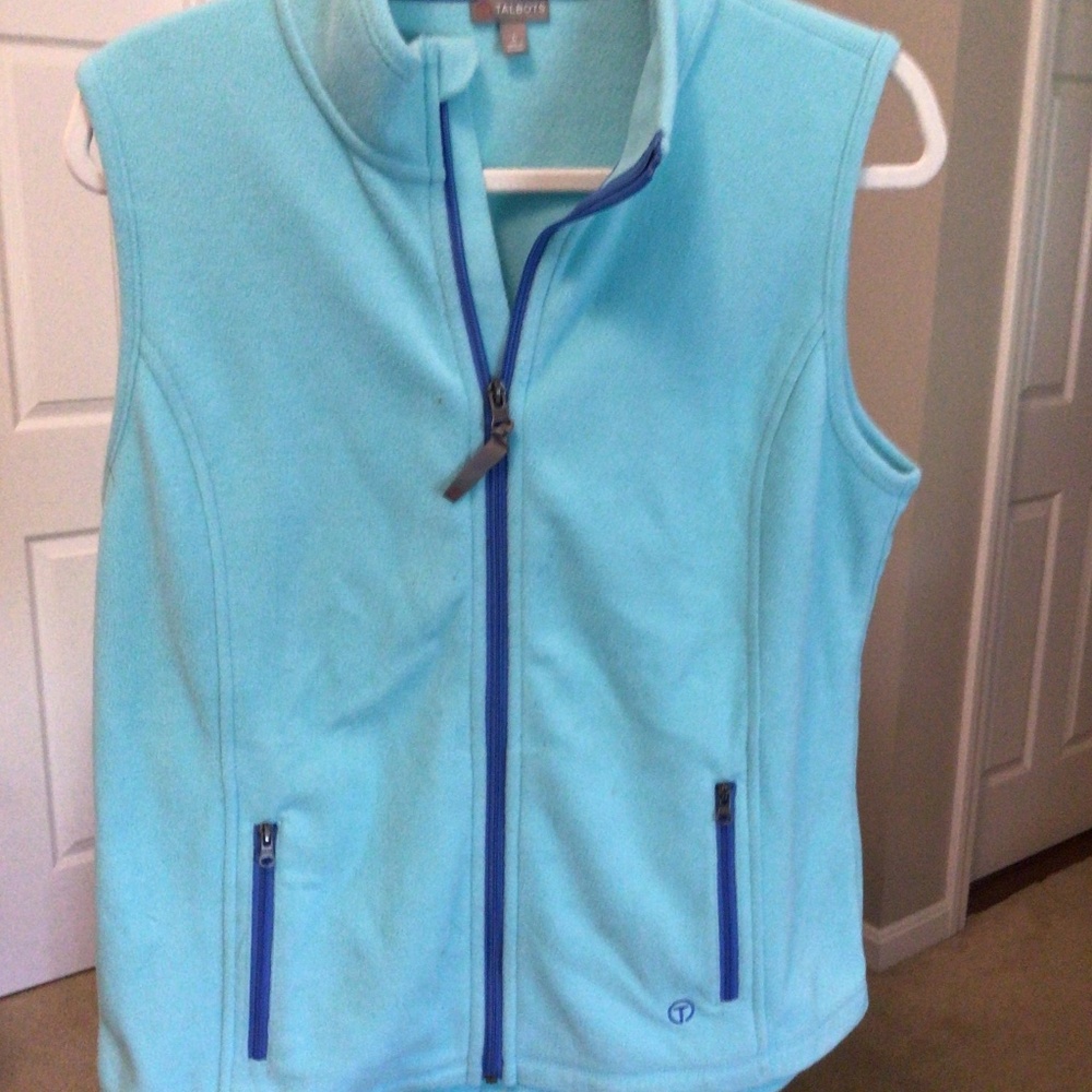 T Talbots Fleece Vest, Sz L, Aqua
